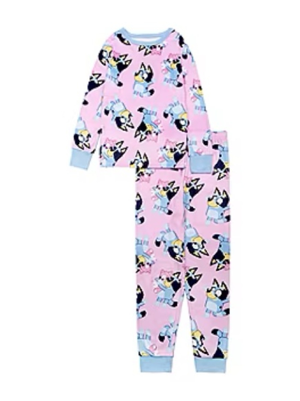 Little Girls Bluey Velour Crew Neck Long Sleeve 2-pc. Pajama Set
